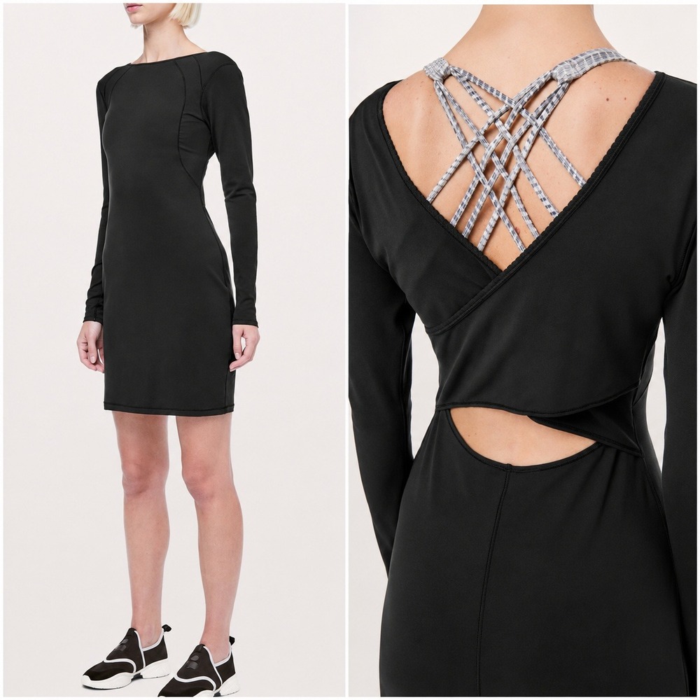 Lululemon Contour Black Mini Dress Athleisure Activewear Size 4 Nulu Yoga